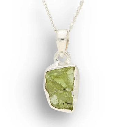 Get your Fresh Rough Peridot Gemstone Necklace in Sterling Silver online now or in store at Forever Gems in Franschhoek, South Africa