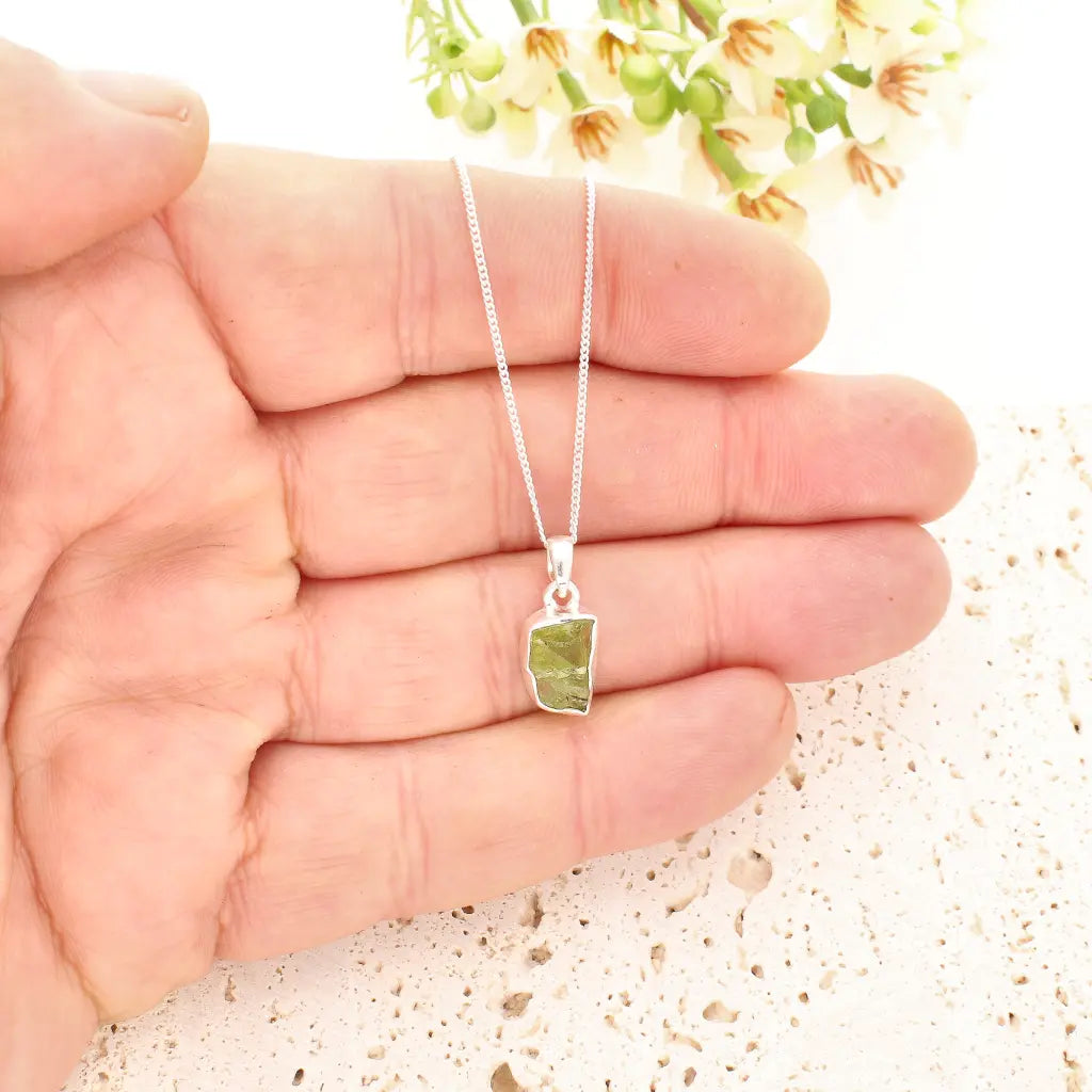 Get your Fresh Rough Peridot Gemstone Necklace in Sterling Silver online now or in store at Forever Gems in Franschhoek, South Africa