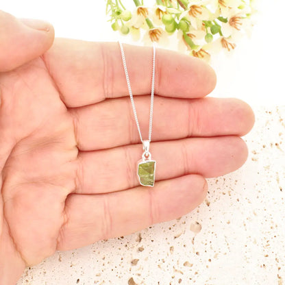 Get your Fresh Rough Peridot Gemstone Necklace in Sterling Silver online now or in store at Forever Gems in Franschhoek, South Africa