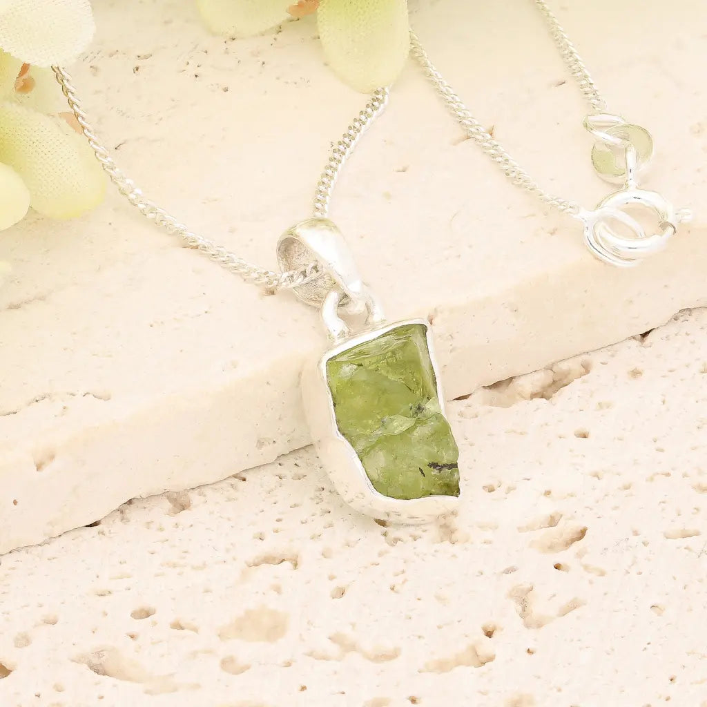 Get your Fresh Rough Peridot Gemstone Necklace in Sterling Silver online now or in store at Forever Gems in Franschhoek, South Africa