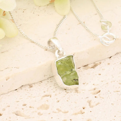 Get your Fresh Rough Peridot Gemstone Necklace in Sterling Silver online now or in store at Forever Gems in Franschhoek, South Africa