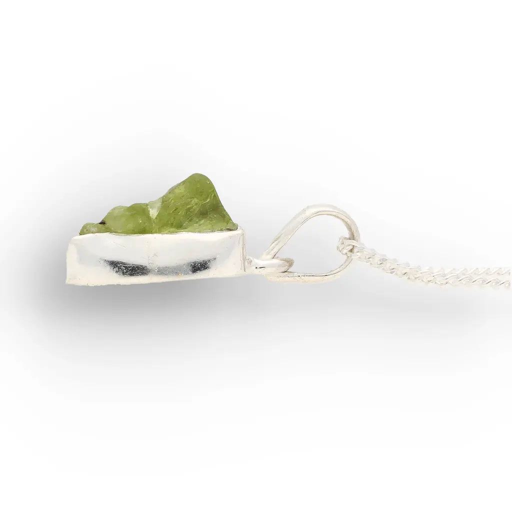 Get your Fresh Rough Peridot Gemstone Necklace in Sterling Silver online now or in store at Forever Gems in Franschhoek, South Africa