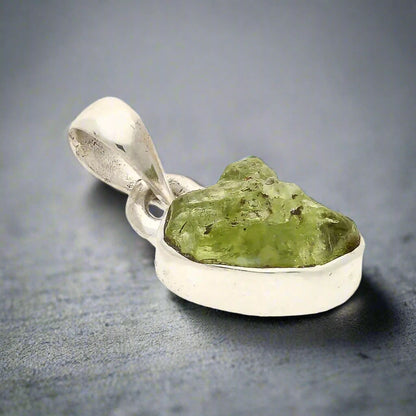 Buy your Fresh Start – Rough Peridot Silver Pendant online now or in store at Forever Gems in Franschhoek, South Africa