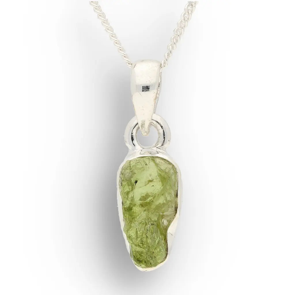 Get your Fresh Rough Peridot Gemstone Necklace in Sterling Silver online now or in store at Forever Gems in Franschhoek, South Africa