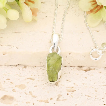 Get your Fresh Rough Peridot Gemstone Necklace in Sterling Silver online now or in store at Forever Gems in Franschhoek, South Africa