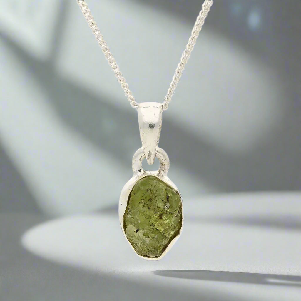 Buy your Fresh Start – Rough Peridot Silver Pendant online now or in store at Forever Gems in Franschhoek, South Africa