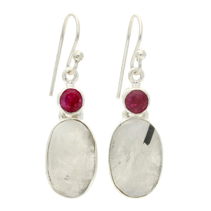 Buy your Mystic Fusion: Moonstone & Faceted Ruby Silver Earrings online now or in store at Forever Gems in Franschhoek, South Africa