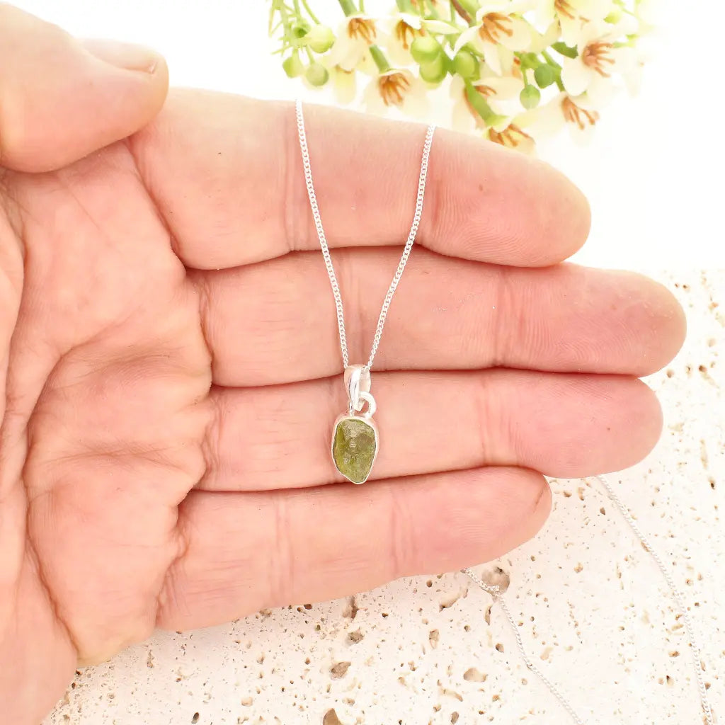 Get your Fresh Rough Peridot Gemstone Necklace in Sterling Silver online now or in store at Forever Gems in Franschhoek, South Africa