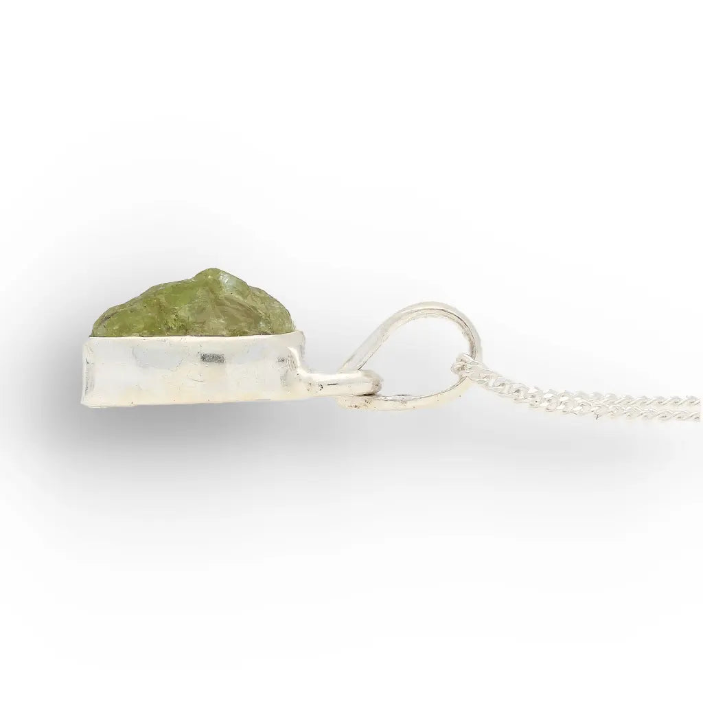 Get your Fresh Rough Peridot Gemstone Necklace in Sterling Silver online now or in store at Forever Gems in Franschhoek, South Africa