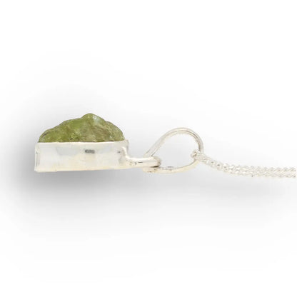 Get your Fresh Rough Peridot Gemstone Necklace in Sterling Silver online now or in store at Forever Gems in Franschhoek, South Africa