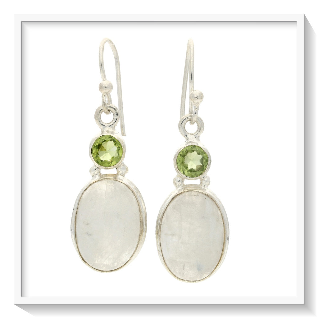 Buy your Mystic Fusion: Moonstone & Faceted Peridot Silver Earrings online now or in store at Forever Gems in Franschhoek, South Africa