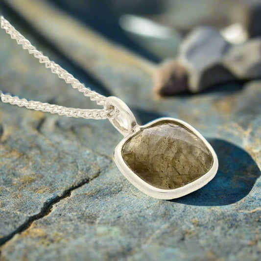 Buy your Magical Protection – Faceted Labradorite Cushion Necklace online now or in store at Forever Gems in Franschhoek, South Africa