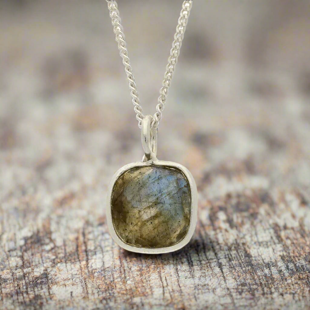 Buy your Magical Protection – Faceted Labradorite Cushion Necklace online now or in store at Forever Gems in Franschhoek, South Africa