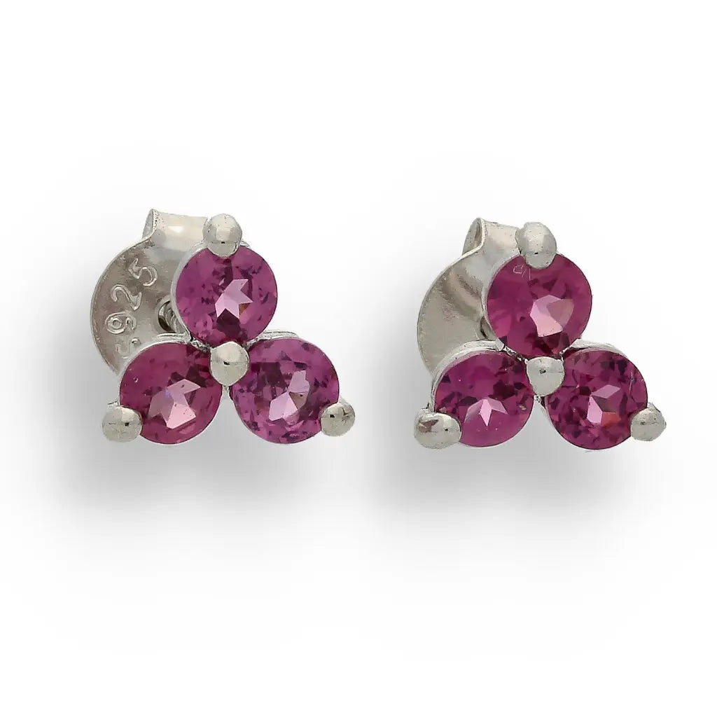 Get your Trilogy of Love: Sterling Silver Rhodolite Garnet Earrings online now or in store at Forever Gems in Franschhoek, South Africa