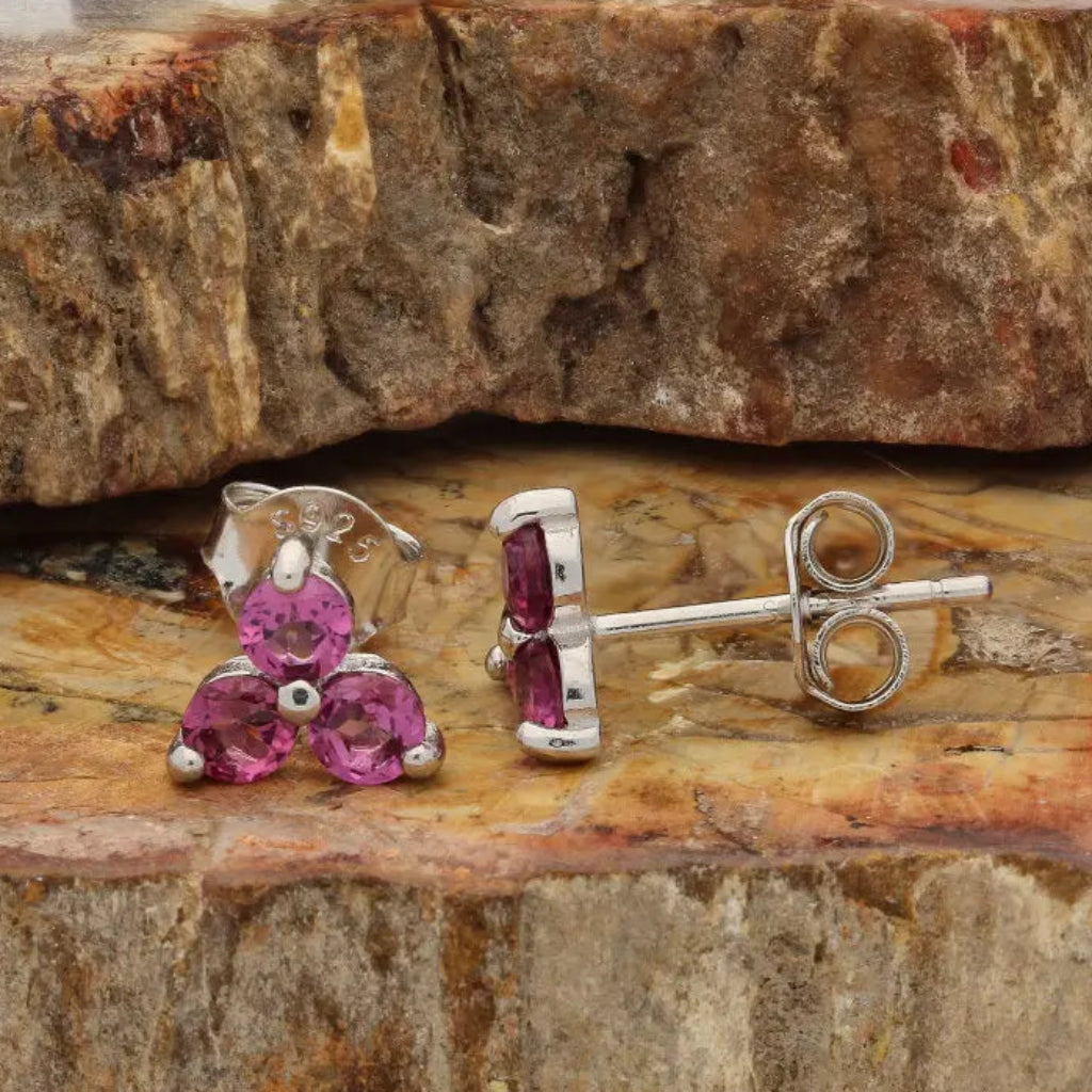 Get your Trilogy of Love: Sterling Silver Rhodolite Garnet Earrings online now or in store at Forever Gems in Franschhoek, South Africa