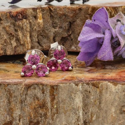 Get your Trilogy of Love: Sterling Silver Rhodolite Garnet Earrings online now or in store at Forever Gems in Franschhoek, South Africa