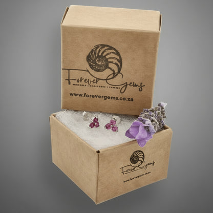 Get your Trilogy of Love: Sterling Silver Rhodolite Garnet Earrings online now or in store at Forever Gems in Franschhoek, South Africa