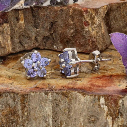 Get your Eternal Blossom: Handcrafted Silver Earrings with Tanzanite Gems online now or in store at Forever Gems in Franschhoek, South Africa