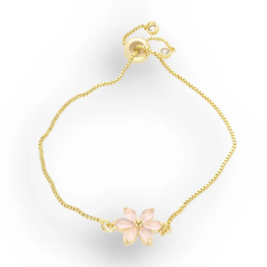 Get your Blush Bloom Pink Flower Gold Plated Bracelet online now or in store at Forever Gems in Franschhoek, South Africa