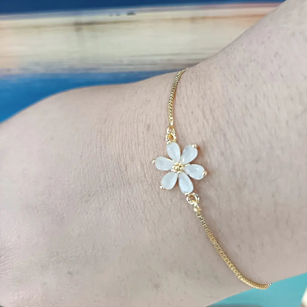 Get your Blush Bloom Pink Flower Gold Plated Bracelet online now or in store at Forever Gems in Franschhoek, South Africa