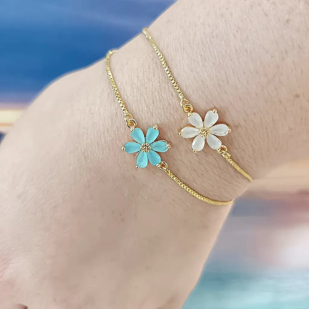 Get your Blush Bloom Pink Flower Gold Plated Bracelet online now or in store at Forever Gems in Franschhoek, South Africa
