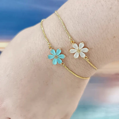 Get your Blush Bloom Pink Flower Gold Plated Bracelet online now or in store at Forever Gems in Franschhoek, South Africa