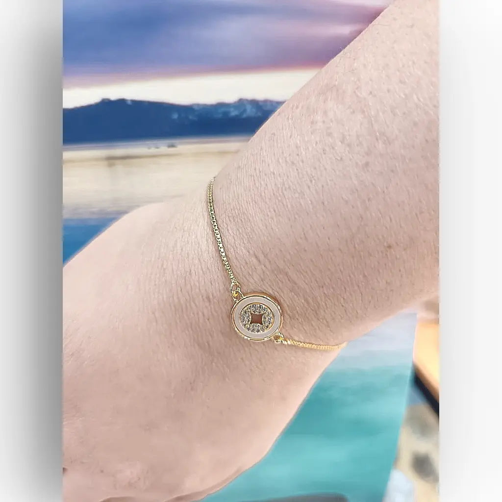 Get your Luminous Halo Mother of Pearl Gold Plated Bracelet online now or in store at Forever Gems in Franschhoek, South Africa