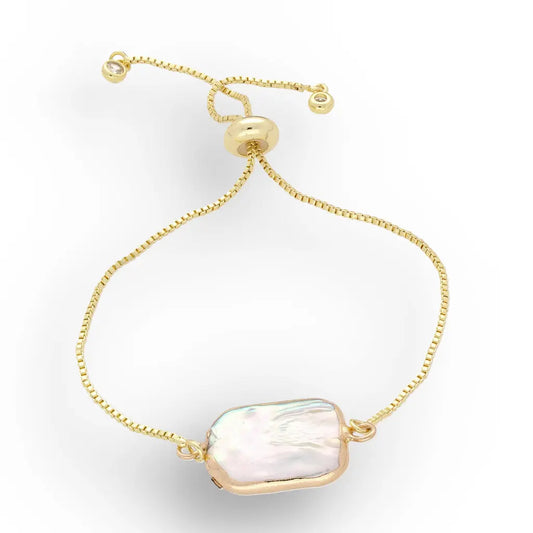 Get your Iridescent Glow Rectangle Pearl Gold Plated Bracelet online now or in store at Forever Gems in Franschhoek, South Africa