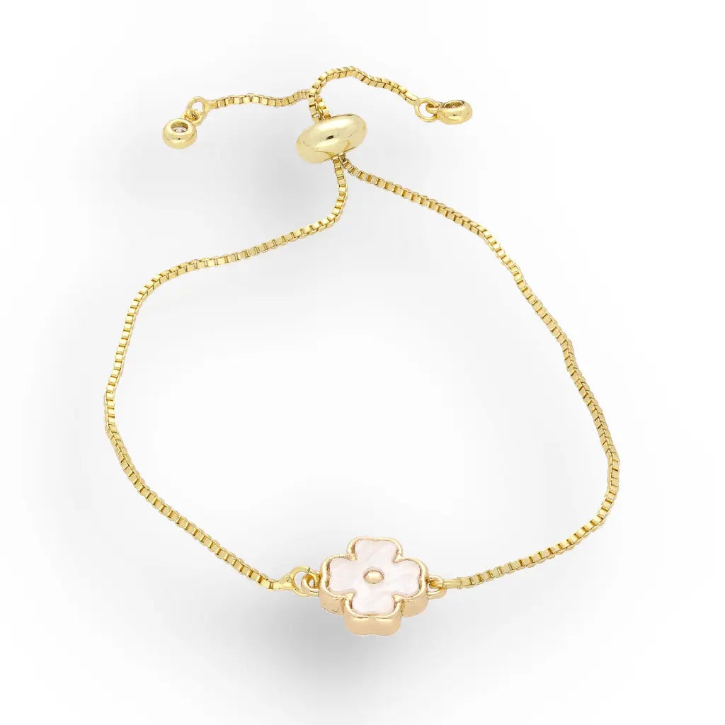 Get your Lucky Glow Clover Mother of Pearl Gold Plated Bracelet online now or in store at Forever Gems in Franschhoek, South Africa