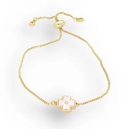 Get your Lucky Glow Clover Mother of Pearl Gold Plated Bracelet online now or in store at Forever Gems in Franschhoek, South Africa
