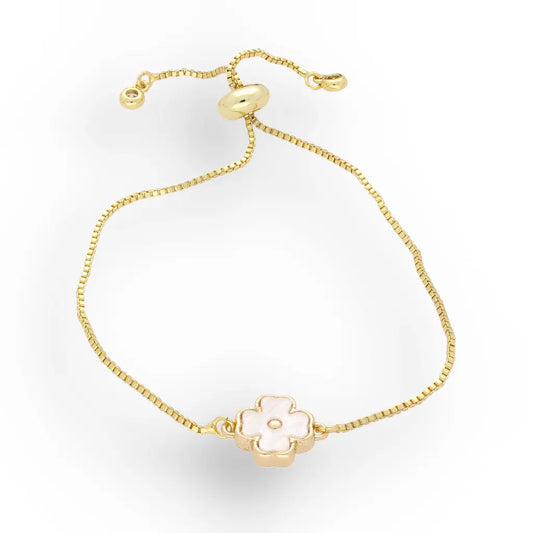 Get your Lucky Glow Clover Mother of Pearl Gold Plated Bracelet online now or in store at Forever Gems in Franschhoek, South Africa