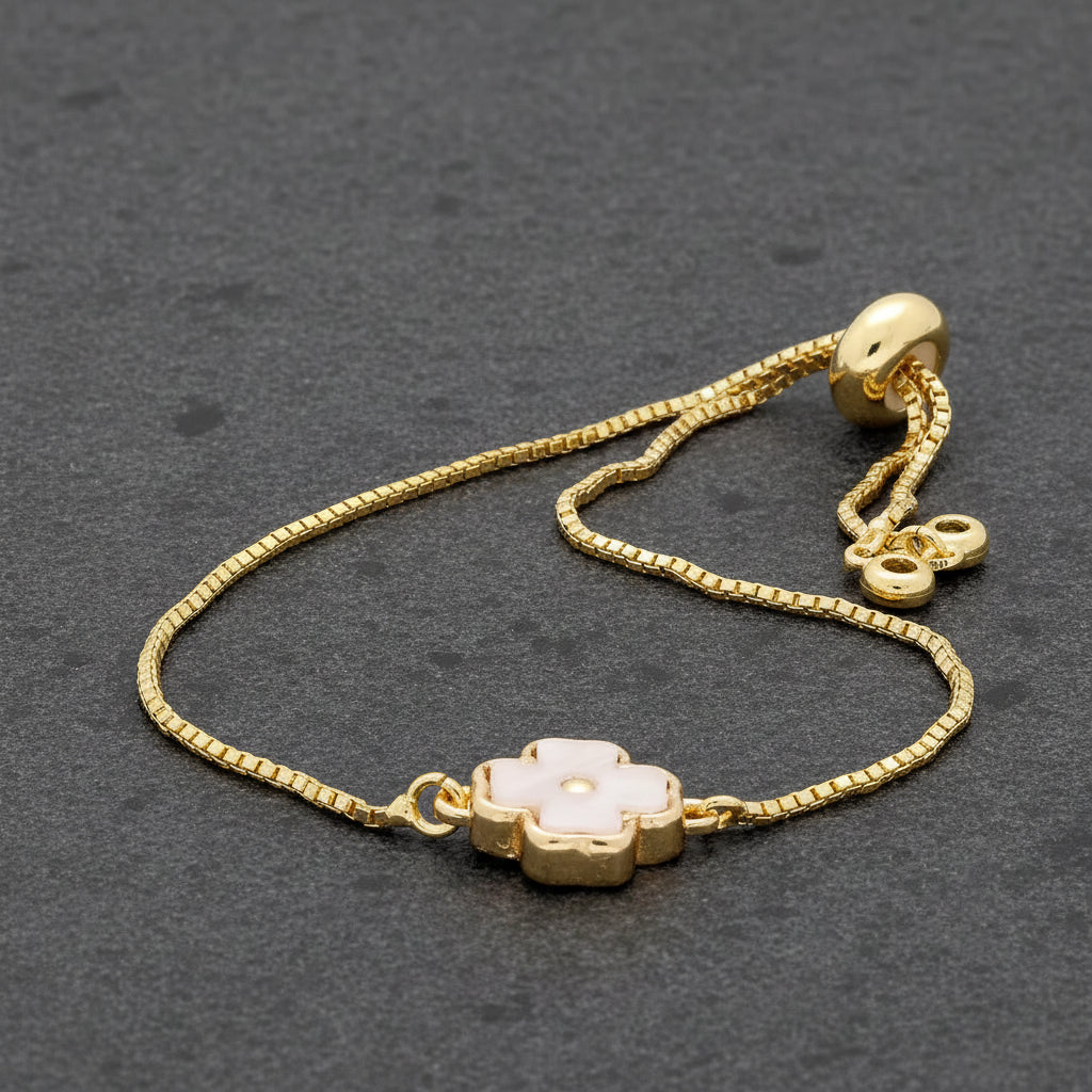 Get your Lucky Glow Clover Mother of Pearl Gold Plated Bracelet online now or in store at Forever Gems in Franschhoek, South Africa