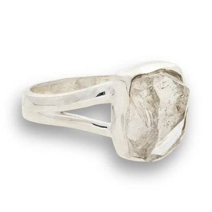 Natural Herkimer Diamond Raw Crystal Ring