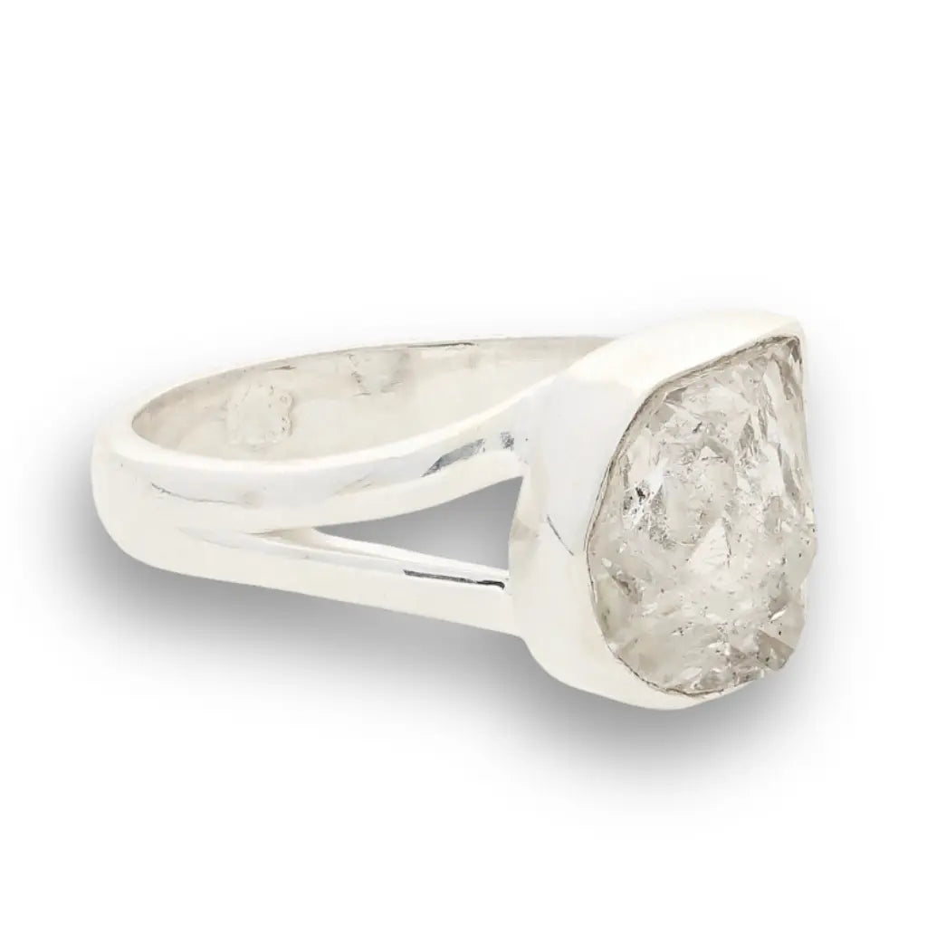 Natural Herkimer Diamond Raw Crystal Ring