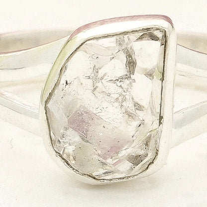 Natural Herkimer Diamond Raw Crystal Ring