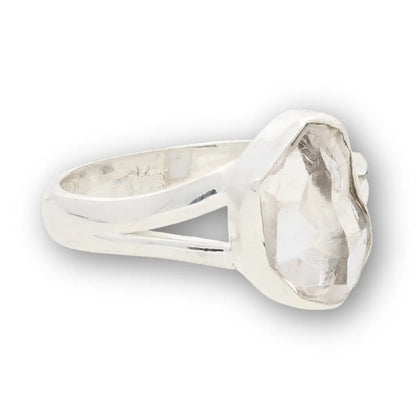 Natural Herkimer Diamond Raw Crystal Ring