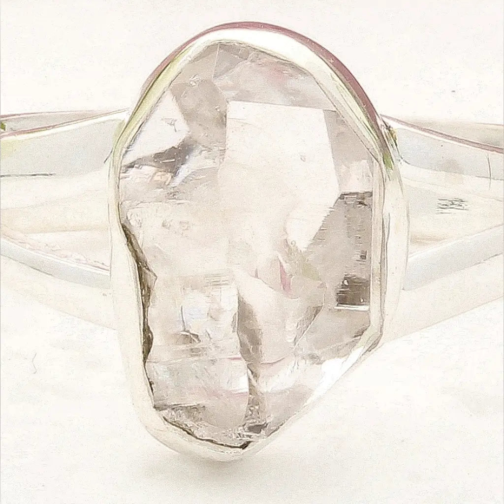 Natural Herkimer Diamond Raw Crystal Ring