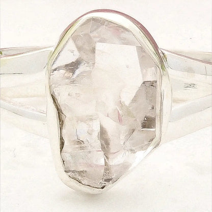 Natural Herkimer Diamond Raw Crystal Ring