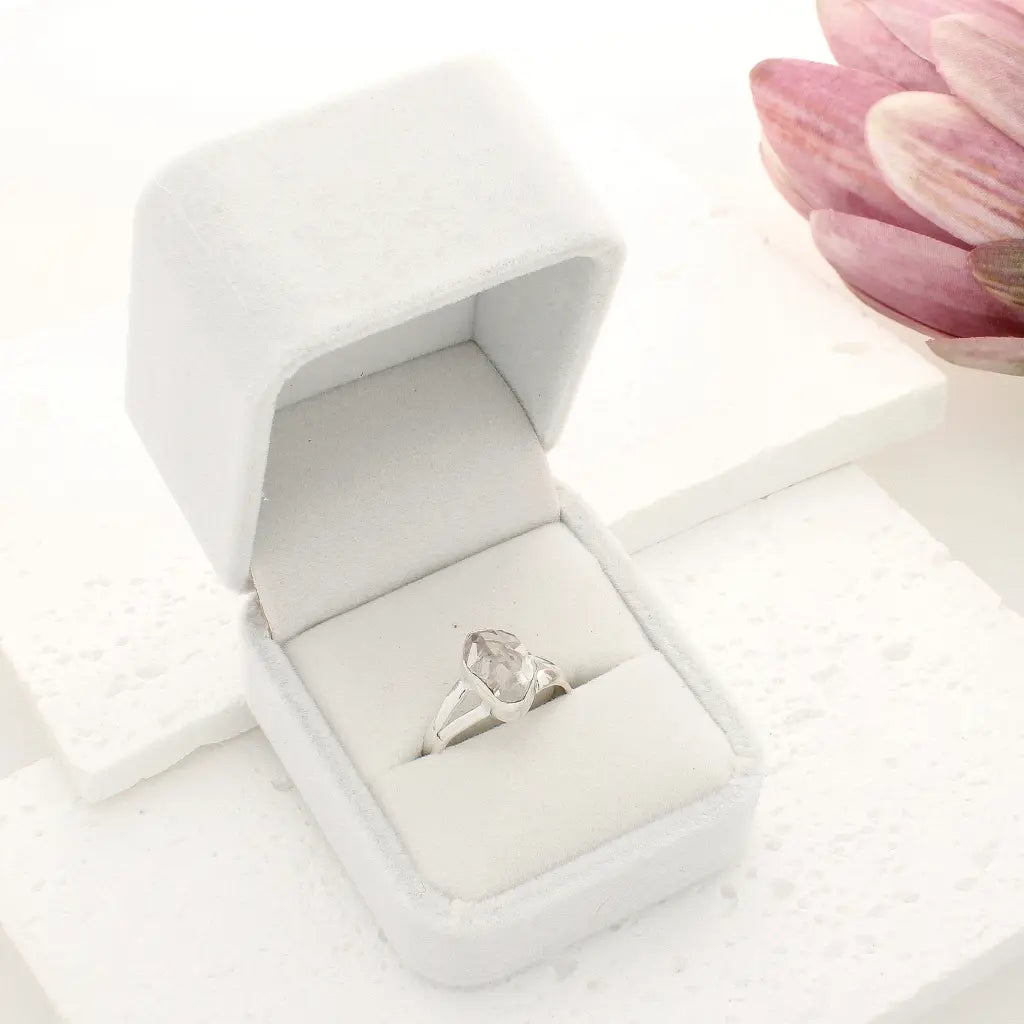 Natural Herkimer Diamond Raw Crystal Ring