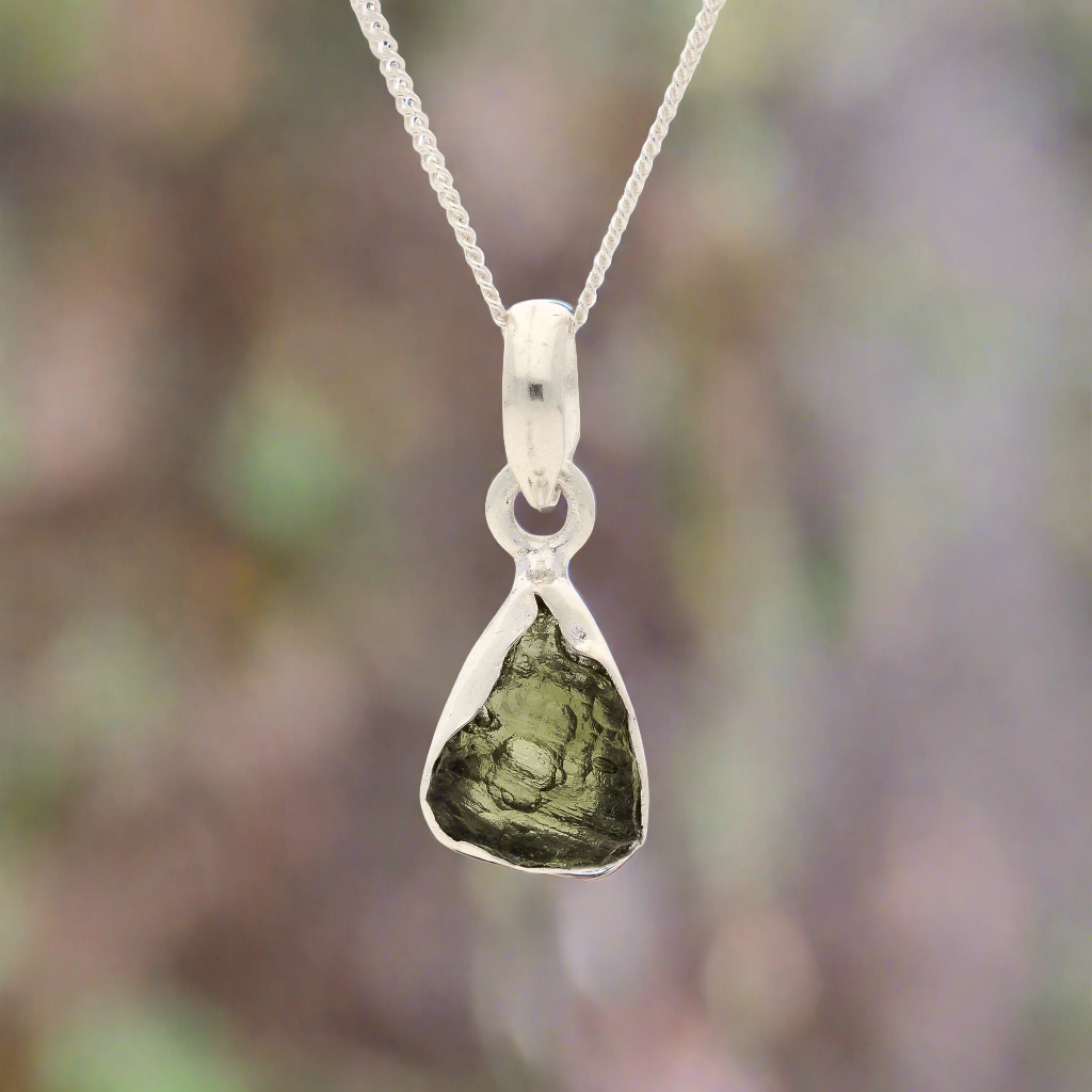 Buy your Handmade Rough Moldavite Necklace online now or in store at Forever Gems in Franschhoek, South Africa