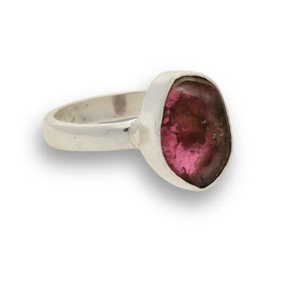 Get your Natural Watermelon Tourmaline Slice Ring Set in 925 Silver online now or in store at Forever Gems in Franschhoek, South Africa