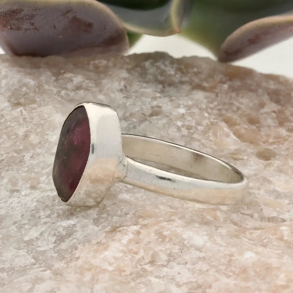 Get your Natural Watermelon Tourmaline Slice Ring Set in 925 Silver online now or in store at Forever Gems in Franschhoek, South Africa