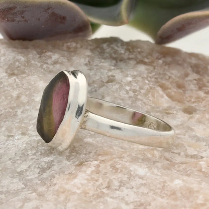 Get your Natural Watermelon Tourmaline Slice Ring Set in 925 Silver online now or in store at Forever Gems in Franschhoek, South Africa