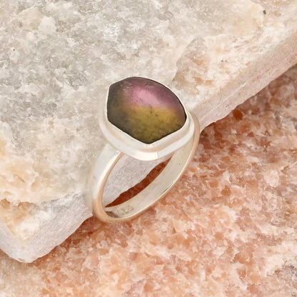 Get your Natural Watermelon Tourmaline Slice Ring Set in 925 Silver online now or in store at Forever Gems in Franschhoek, South Africa