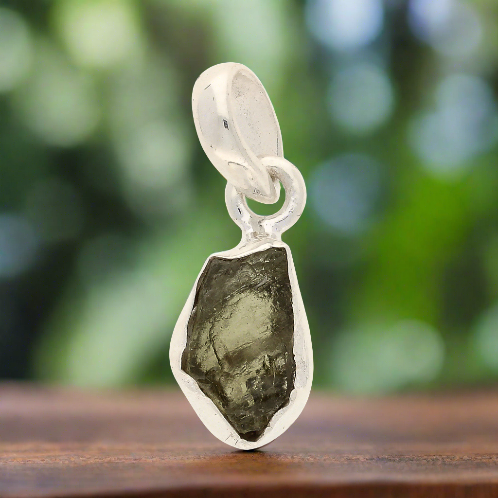 Buy your Rough Moldavite Silver Bezel Necklace online now or in store at Forever Gems in Franschhoek, South Africa