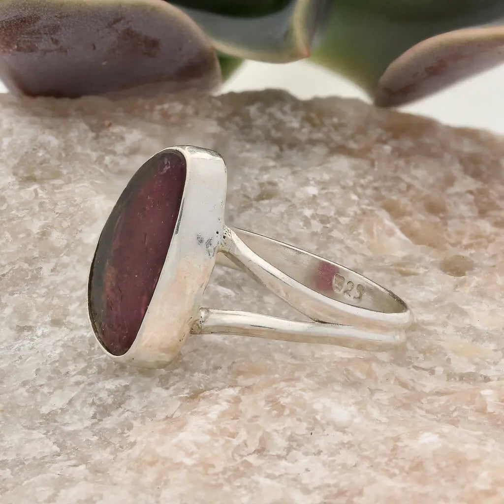 Get your Natural Watermelon Tourmaline Slice Ring Set in 925 Silver online now or in store at Forever Gems in Franschhoek, South Africa