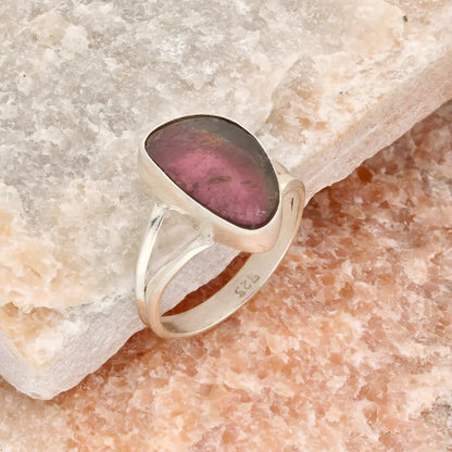 Get your Natural Watermelon Tourmaline Slice Ring Set in 925 Silver online now or in store at Forever Gems in Franschhoek, South Africa