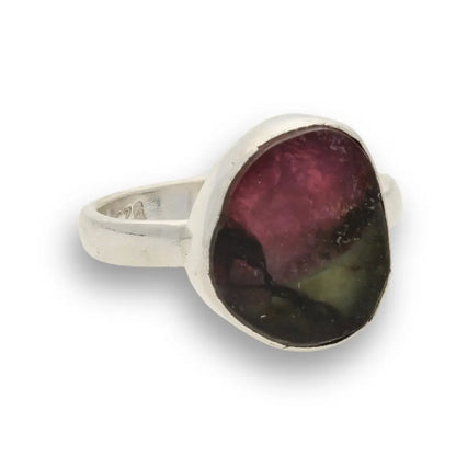 Get your Natural Watermelon Tourmaline Slice Ring Set in 925 Silver online now or in store at Forever Gems in Franschhoek, South Africa