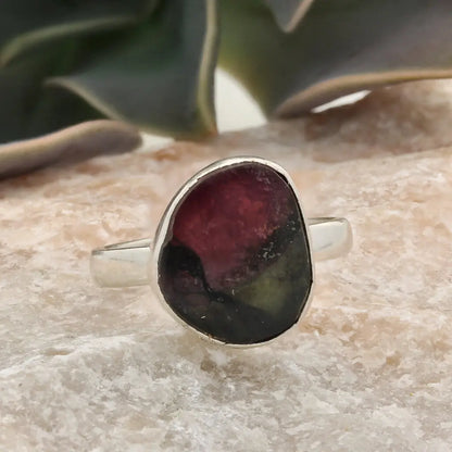 Get your Natural Watermelon Tourmaline Slice Ring Set in 925 Silver online now or in store at Forever Gems in Franschhoek, South Africa