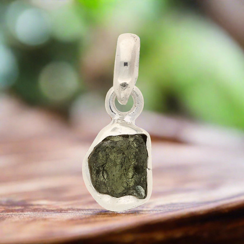 Buy your Sterling Silver Rough Moldavite Necklace online now or in store at Forever Gems in Franschhoek, South Africa
